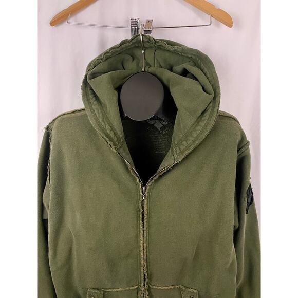 Affliction Green Skull Hoodie Full Zip Light Jacket M Grunge Y2K Distressed Mens - Picture 9 of 16